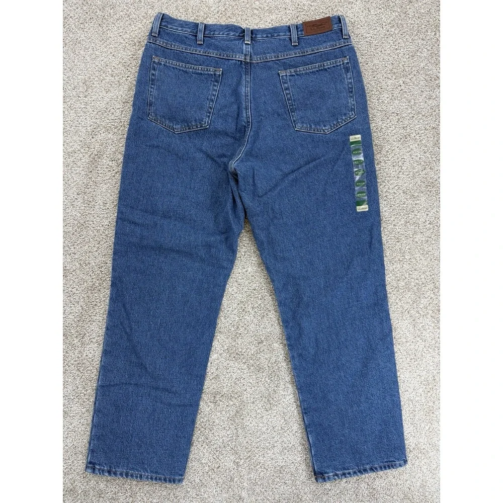 NEW LL Bean Double L Flannel Lined Jean Mens 36x30 Blue Classic Fit Cotton Denim
